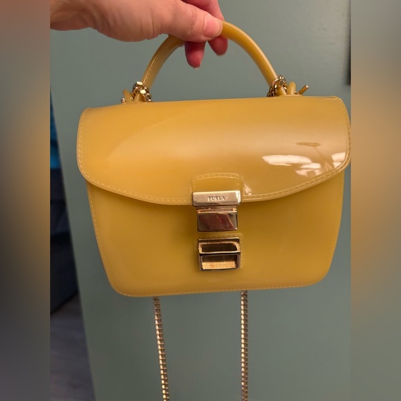 Furla Jelly Yellow Mini Bag with Gold Chain - Picture 1 of 7